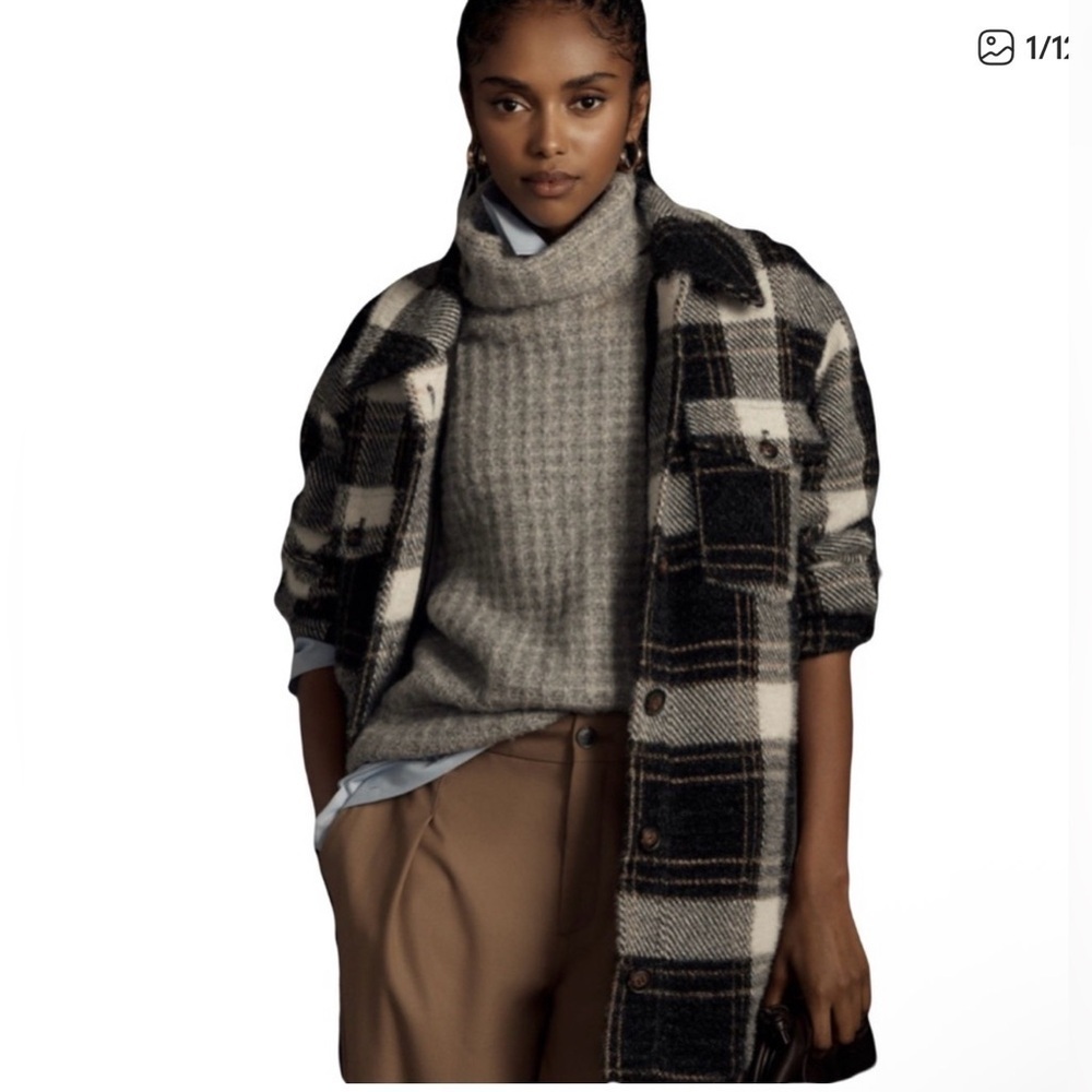 Greylin Women’s Eyelash Knit Shirt Jacket from Anthropologie Med Orig $158